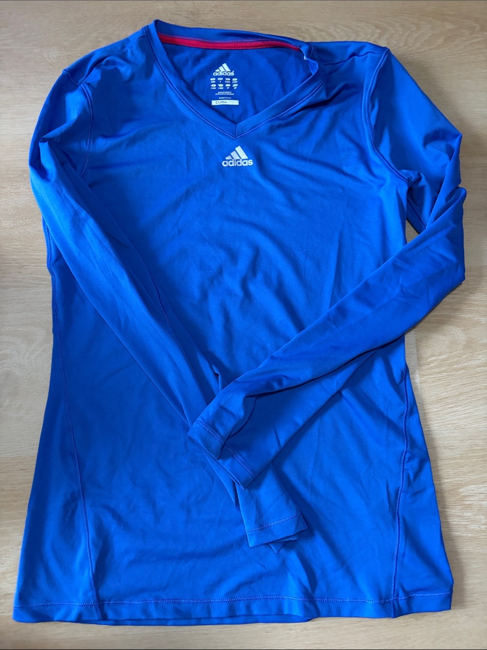 adidas Women's Royal Blue Long Sleeve V-Neck Performance Top
